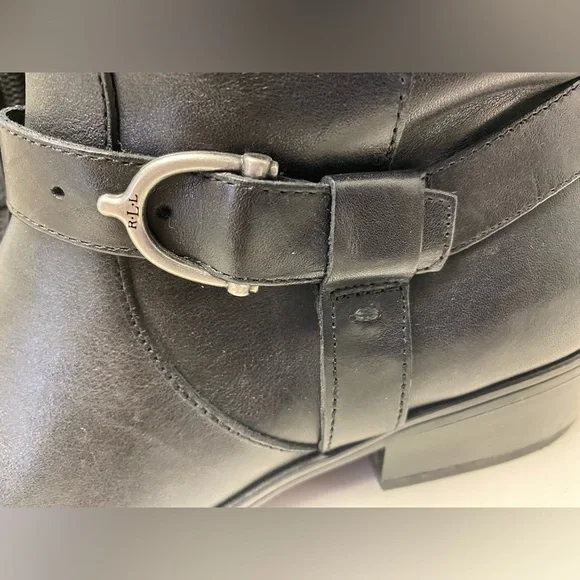 Ralph Lauren Riding Boot Margarite Women's Sz 8 B Black Leather Zip Knee High - Picture 7 of 15